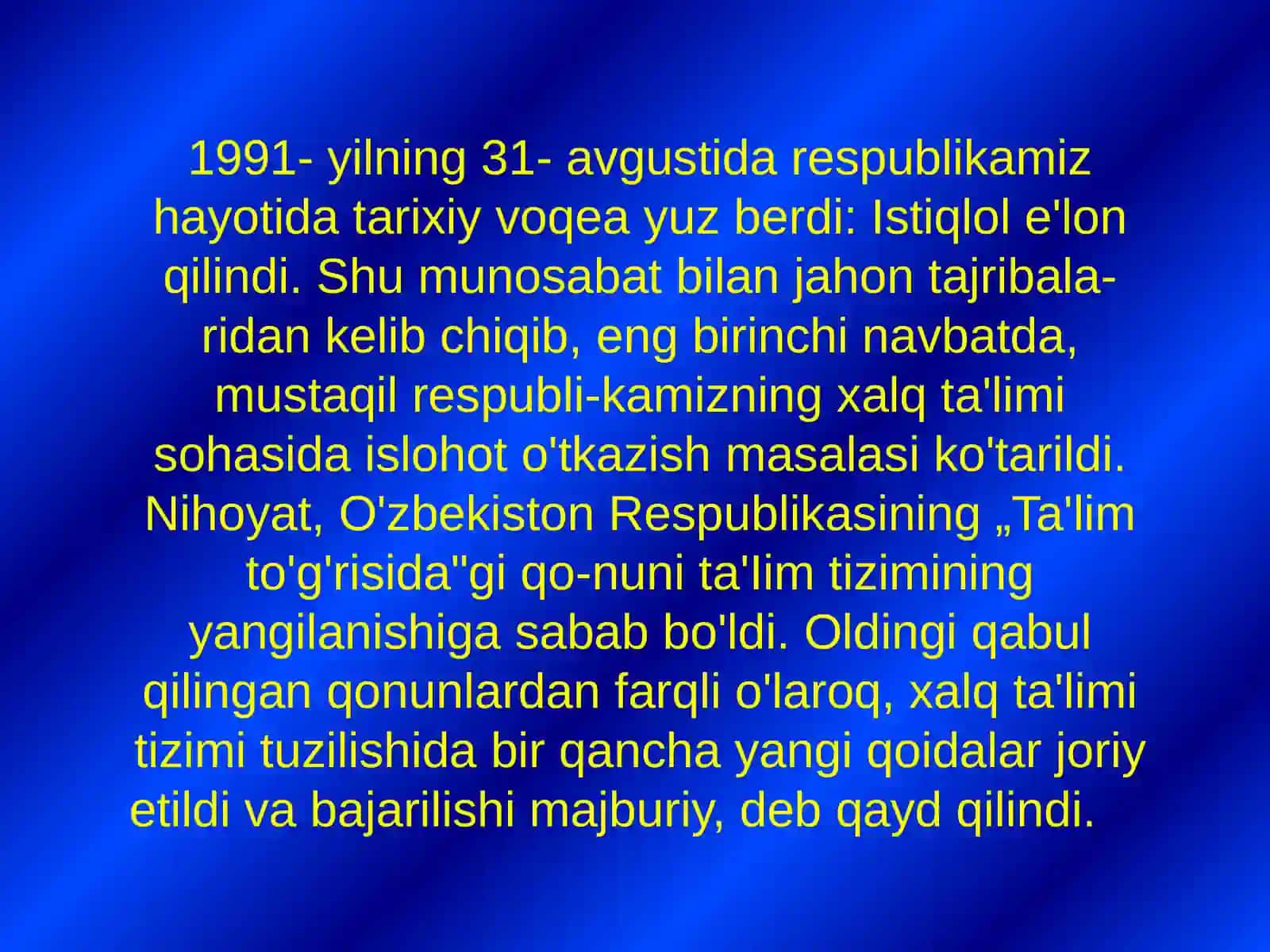 O'zbekiston Respublikasida ta'lim tizimi va uning turlari. 4
