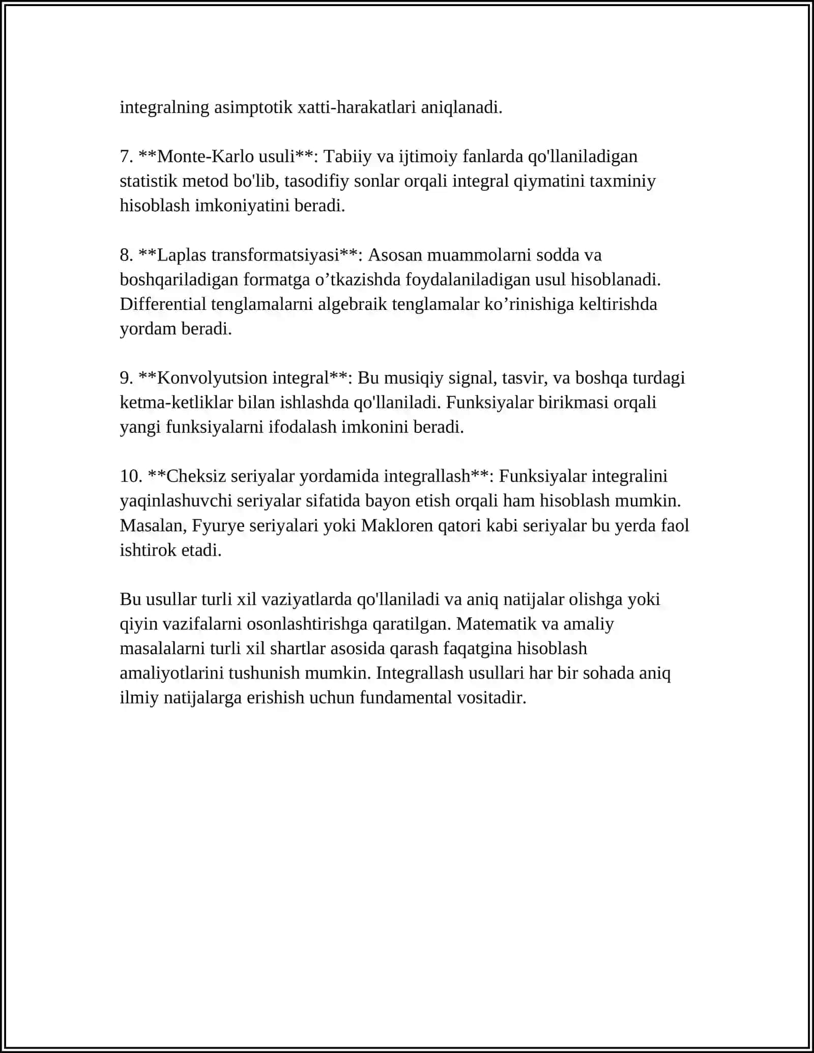 BIR ÓZGARUVCHI FUNKSIYANING INTEGRAL HISOBI 4