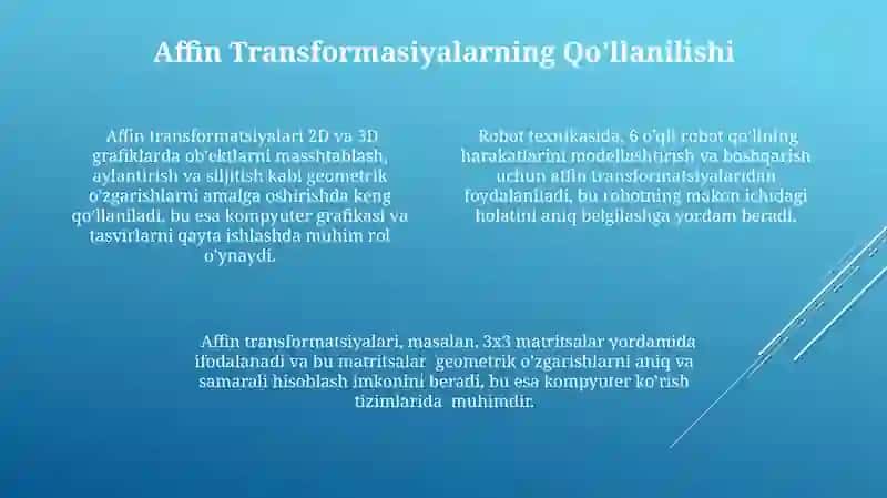 Affin va Ortogonal Transformatsiyalar 4