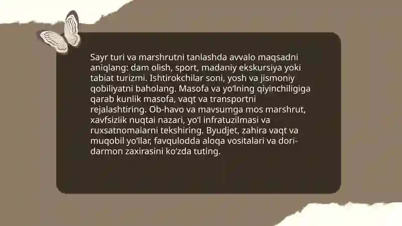 Sayrni toʻgʻri rejalashtirish tartibi 4