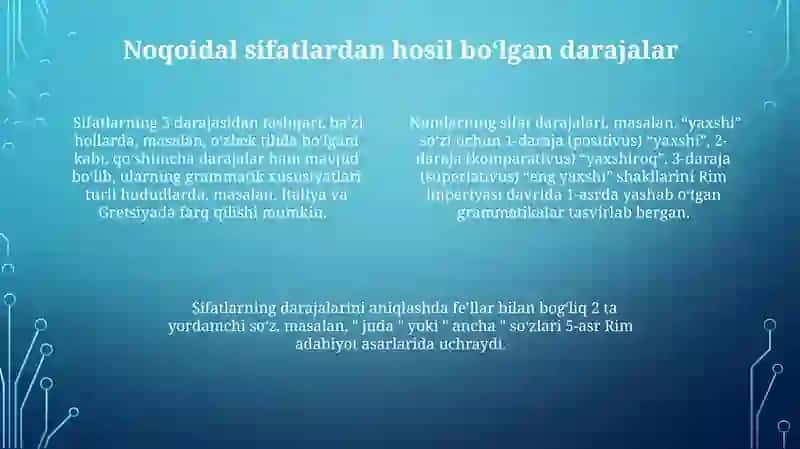 Lotin tilida sifat darajalar tasnifi 4
