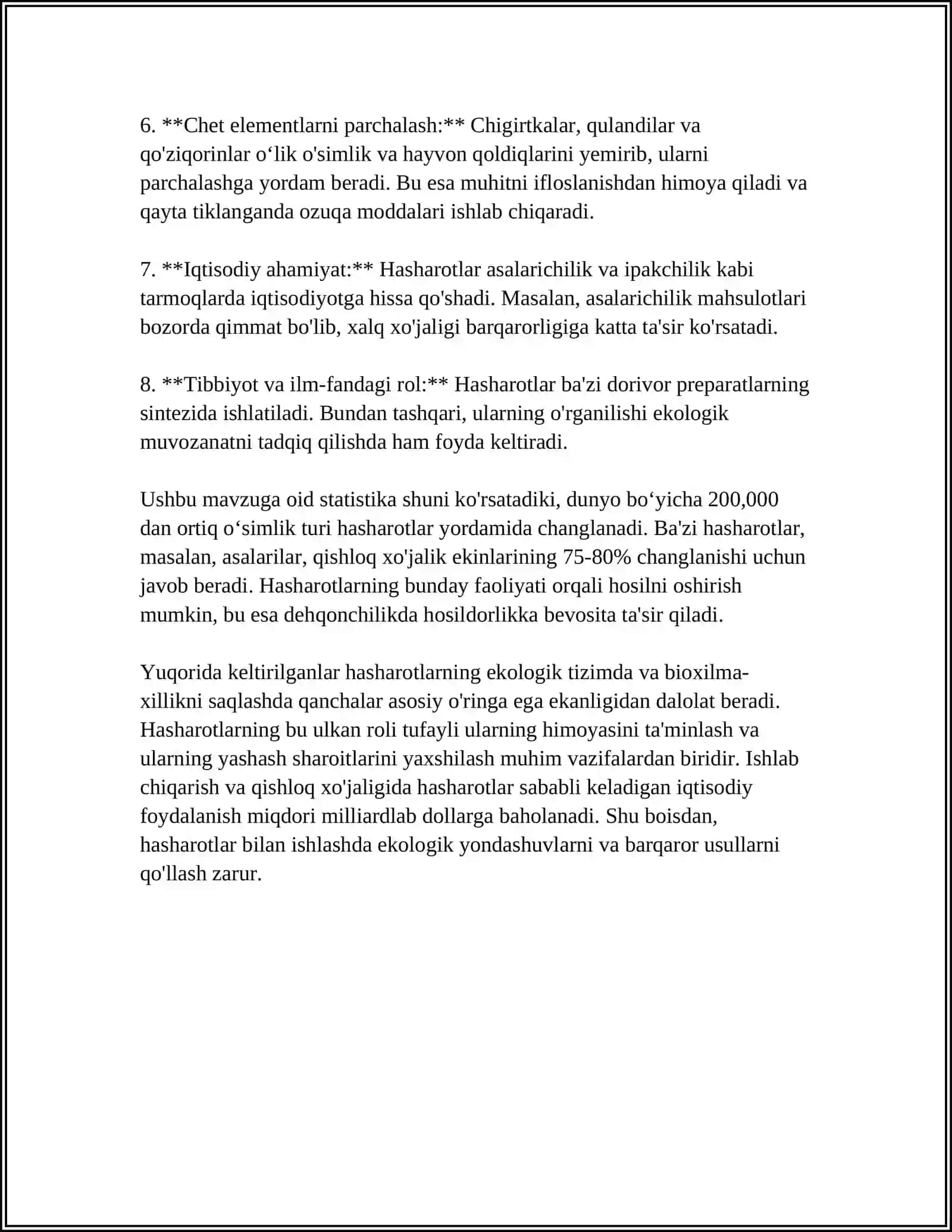 HASHAROTLARNING TABIATDAGI AHAMIYATI 4