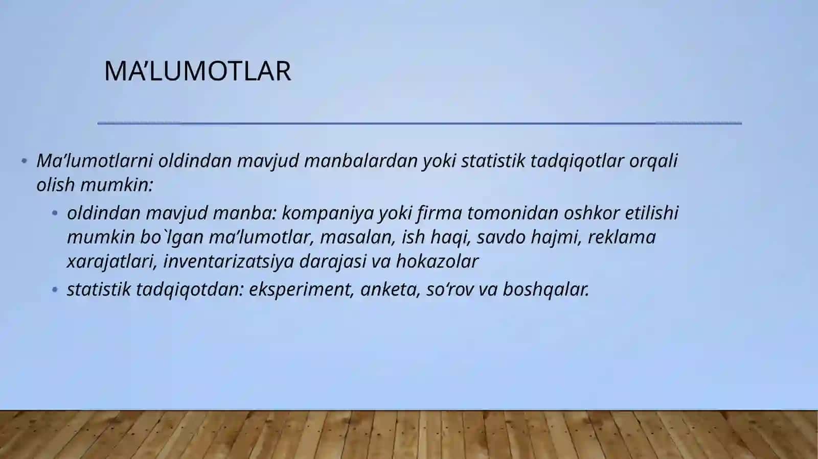 Ma'lumotlar va ma'lumotlarni taqdimoti 4