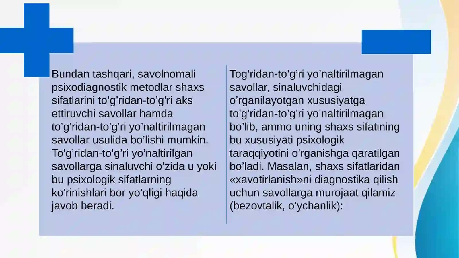 Savolnomali psixodiagnostik metodlar 4