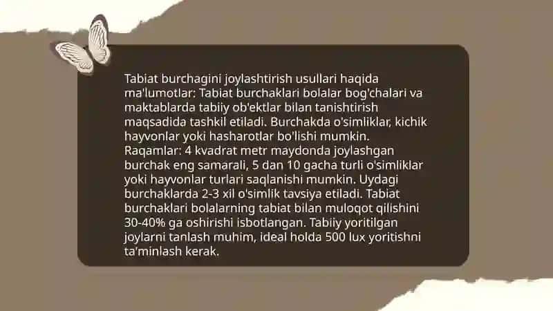 Maktabgacha ta'limda tabiat burchagini tashkil etish 4