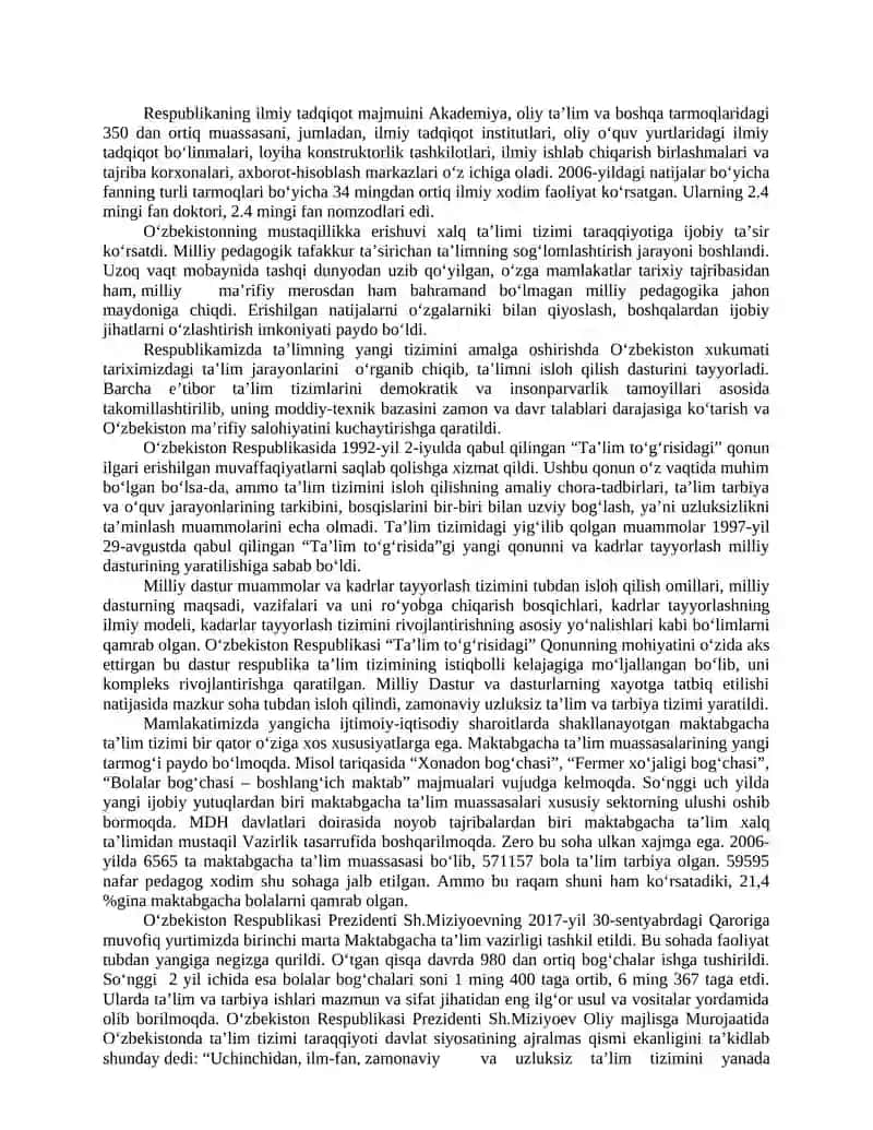 O`zbekiston Respublikasi ta’lim sohasida amalga oshirilgan islohotlar 4