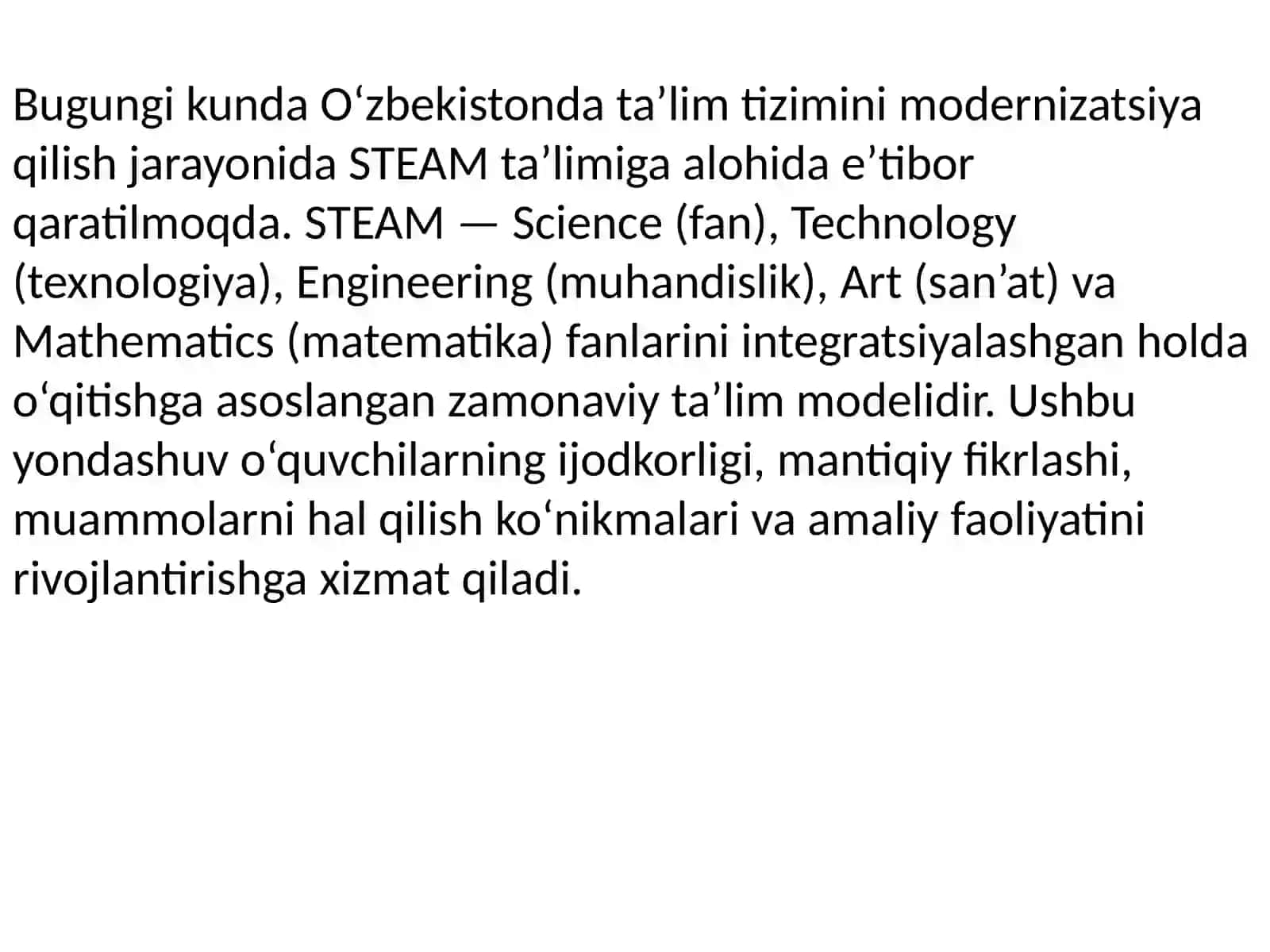 O'zabekistonda STEAM ta'limining rivojlanishi 4