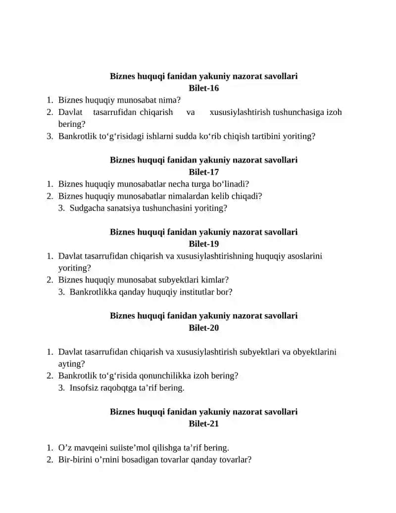 Business Law Exam Questions 4