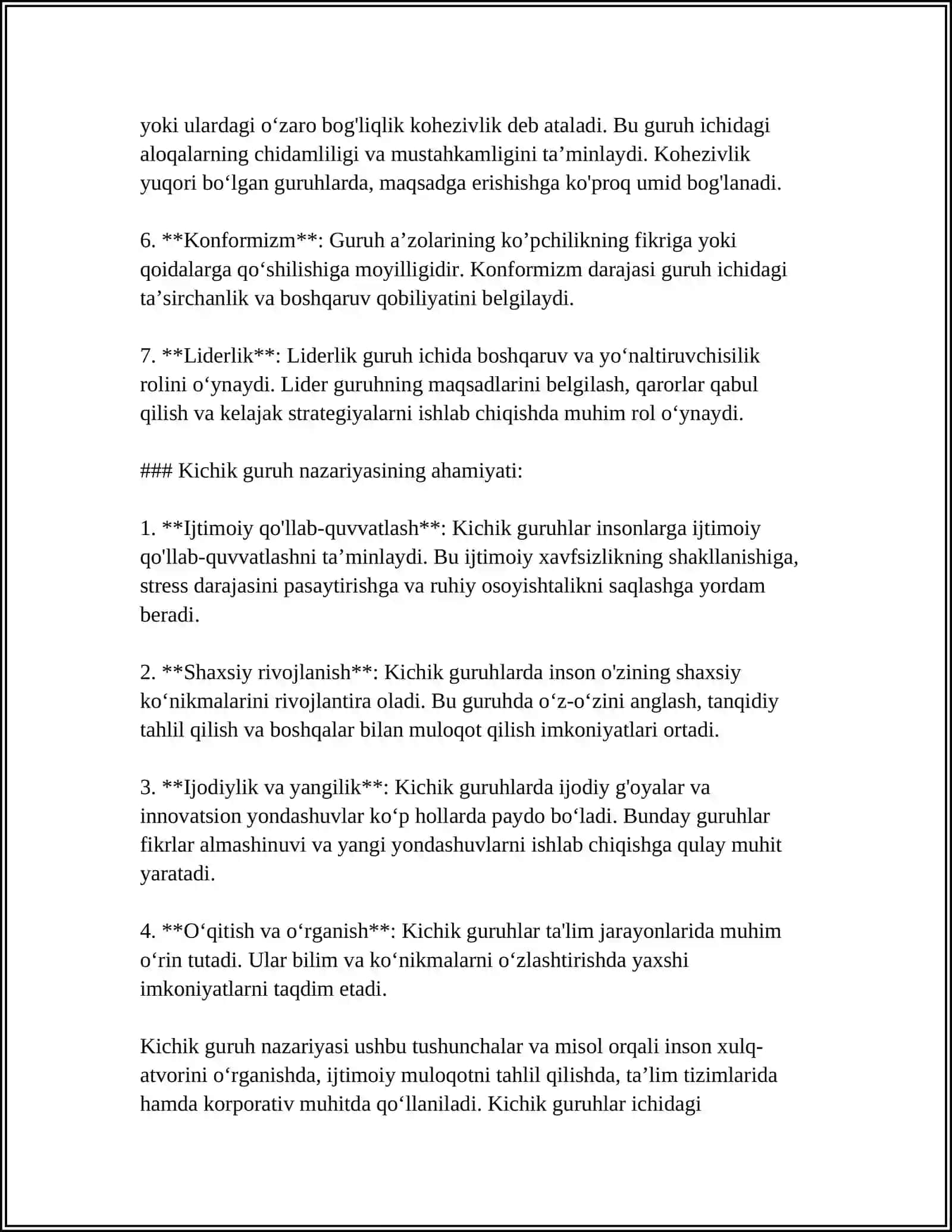 KICHIK GURUH PSIXOLOGIYASI VA UNING TADQIQOTCHILARI( L.FESTINGER K.LEVIN J. MORENO) 4