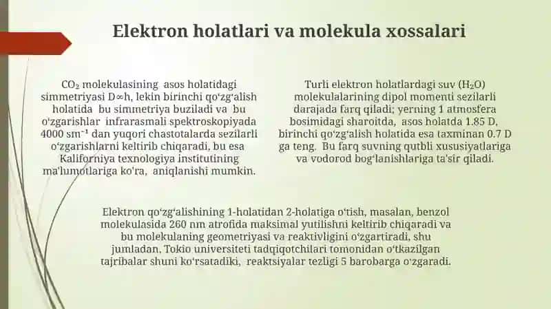 Elektron Holatlardagi Molekulalar Xossalari 4