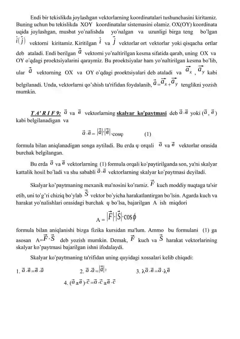 VЕKTORLAR  VA  ULAR  USTIDA AMALLAR. 4