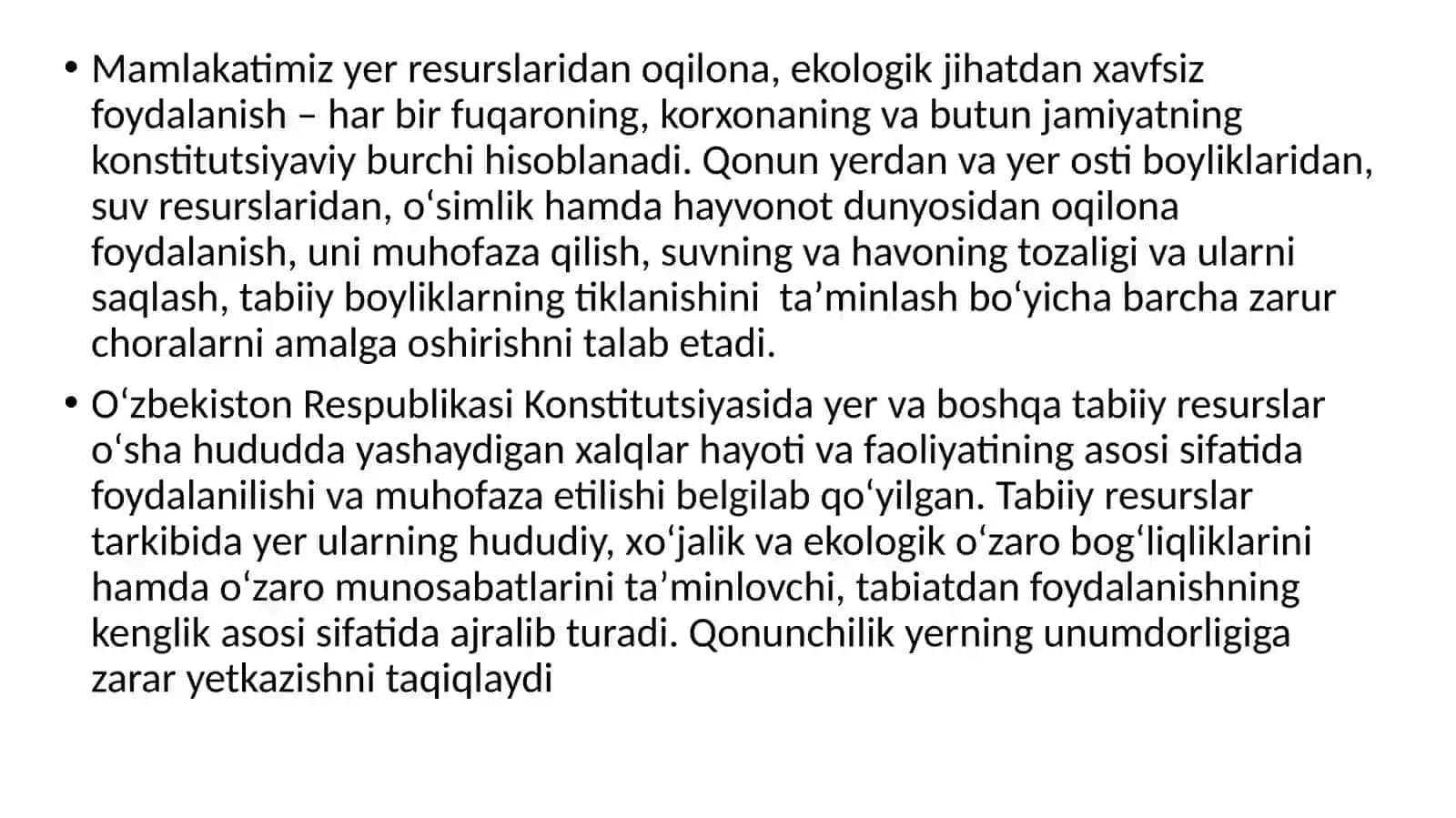 Yer resurslarining e klanishi va o'z xususiyatlari 4