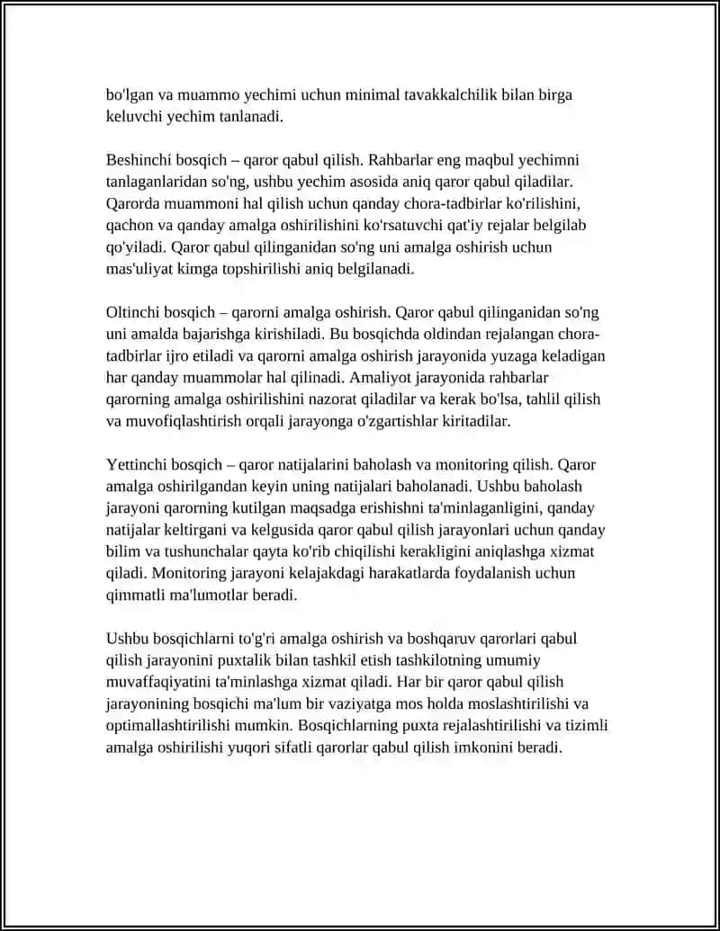 BOSHQARUV QARORLARI QABUL QILISH ASOSLARI 4