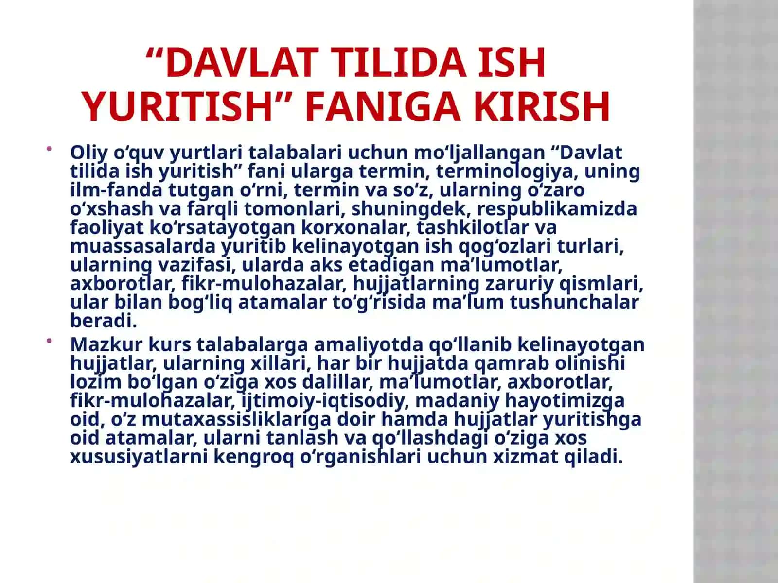 davlat tilida ish yuritish fanining maqsad va vazifalari 4