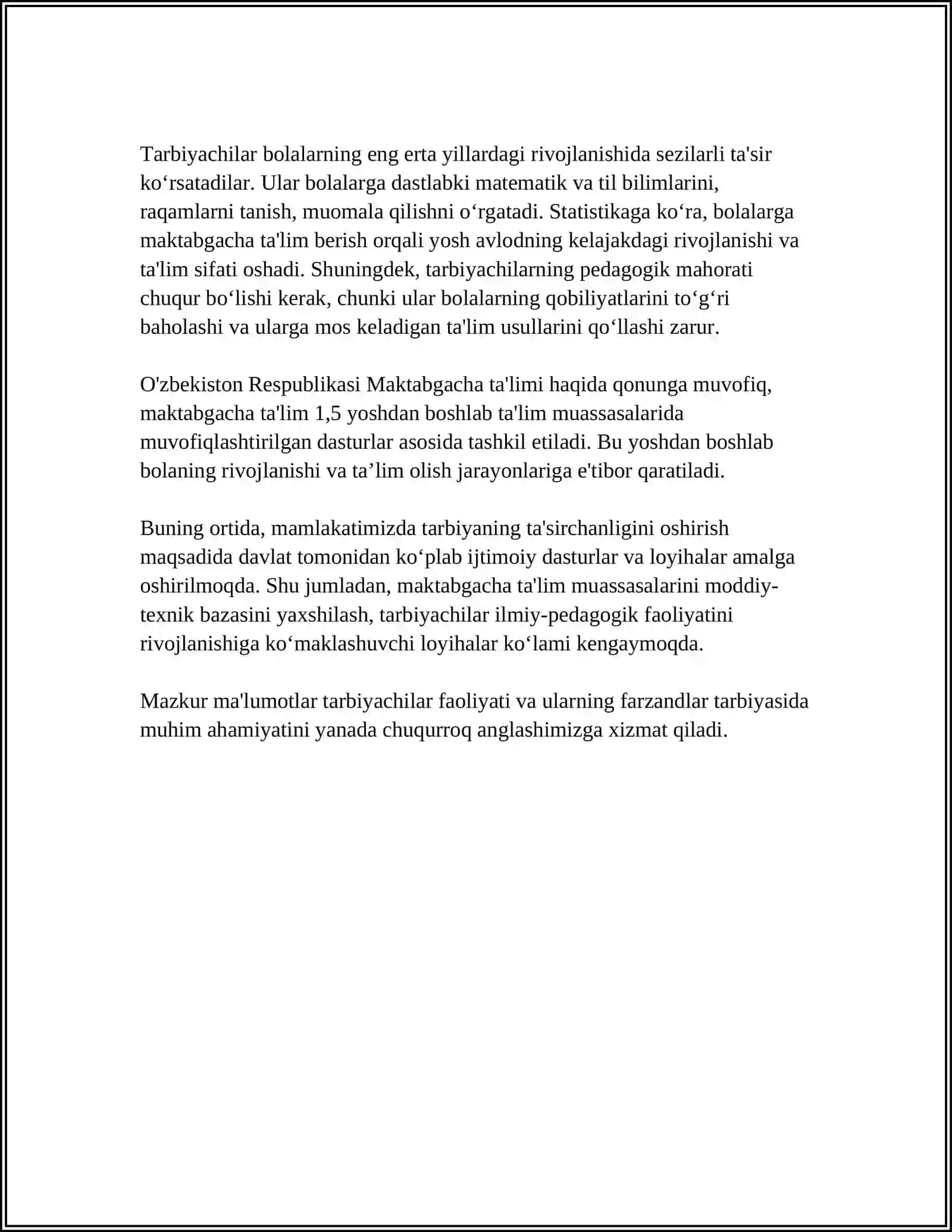 TARBIYACHI VA UNING JAMIYATDA TUTGAN O'RNI 4