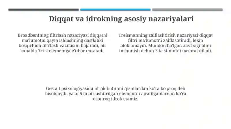 Diqqat va idrokga psixolog olimlarning qarashlari 4