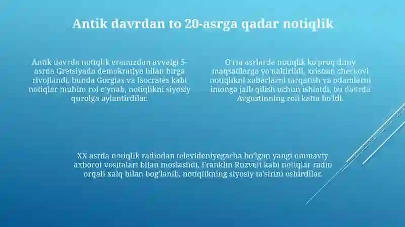 Notiqlik sanʼati tarixini oʻrganish 4