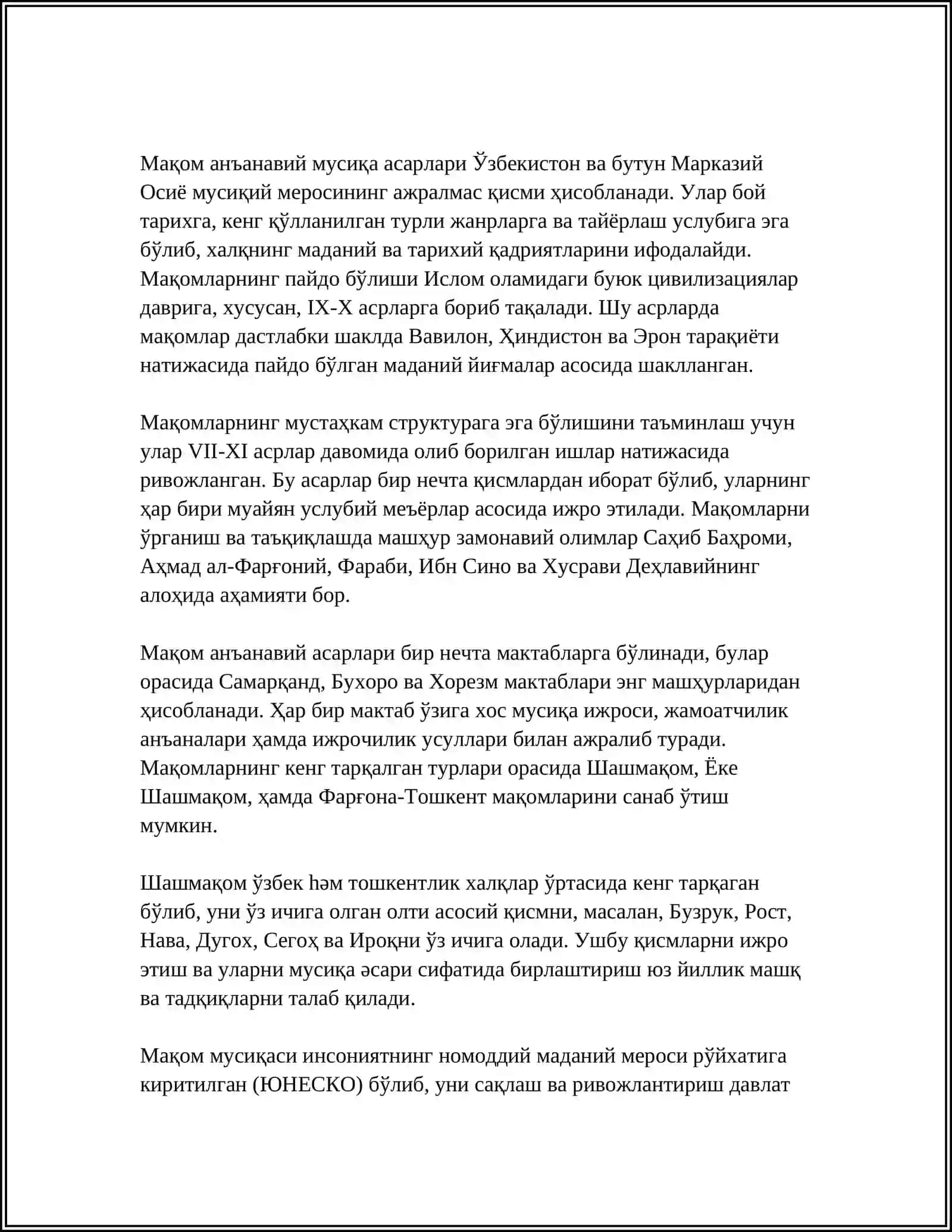 REFERAT Mavzu: MAQOM 4