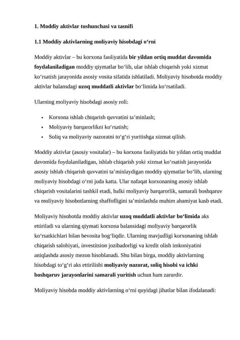 Moddiy aktivlar uzoq muddatli hisobi 4