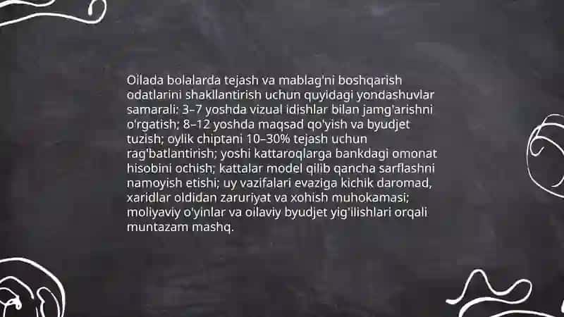 Oilaviy byudjet tuzish va bolalarga byudjet tushunchasini o'rgatish 4
