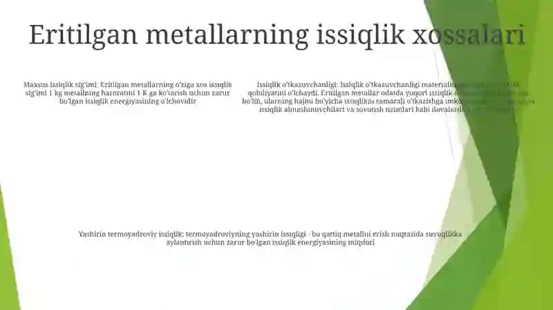 Erigan Metallarning Issiqlik Berilishi 4