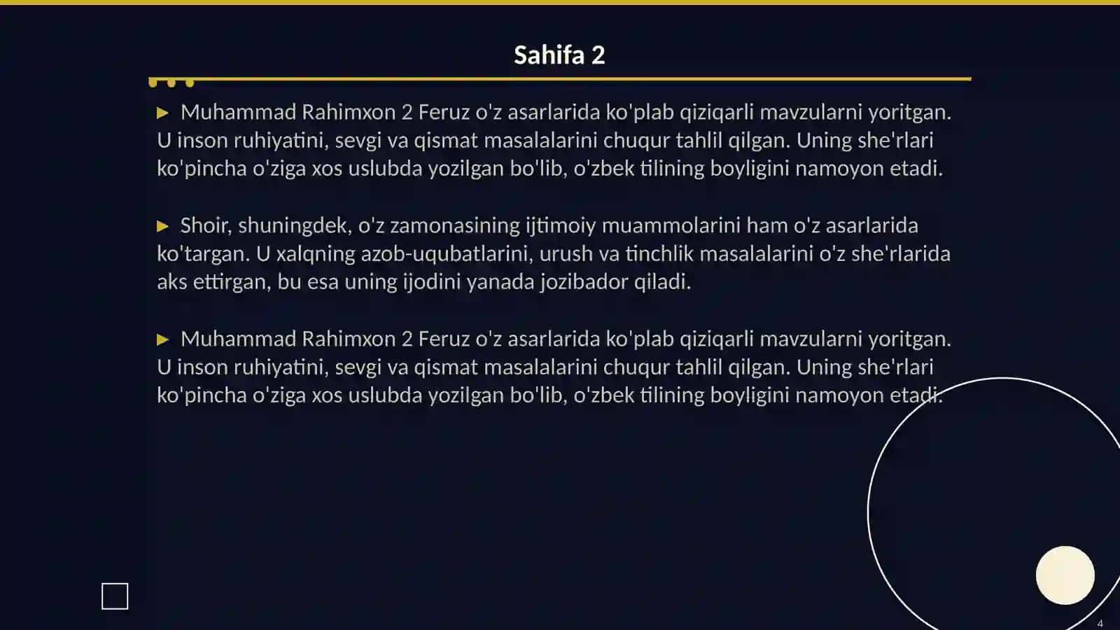 Muhammad Rahimxon 2 Feruz hayoti va ijodi 4