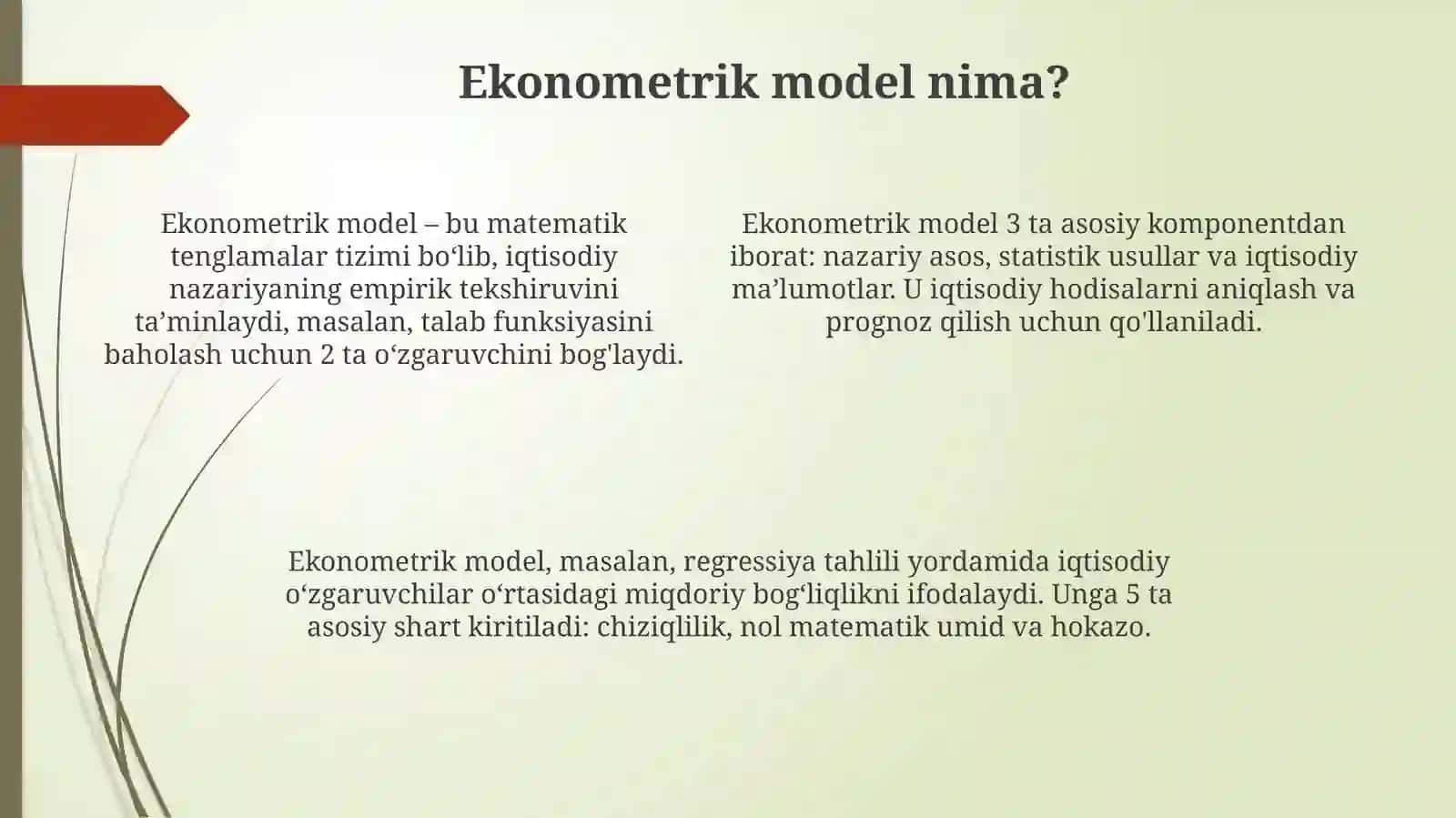 Ekonometrik model va uning tushunchasi 4