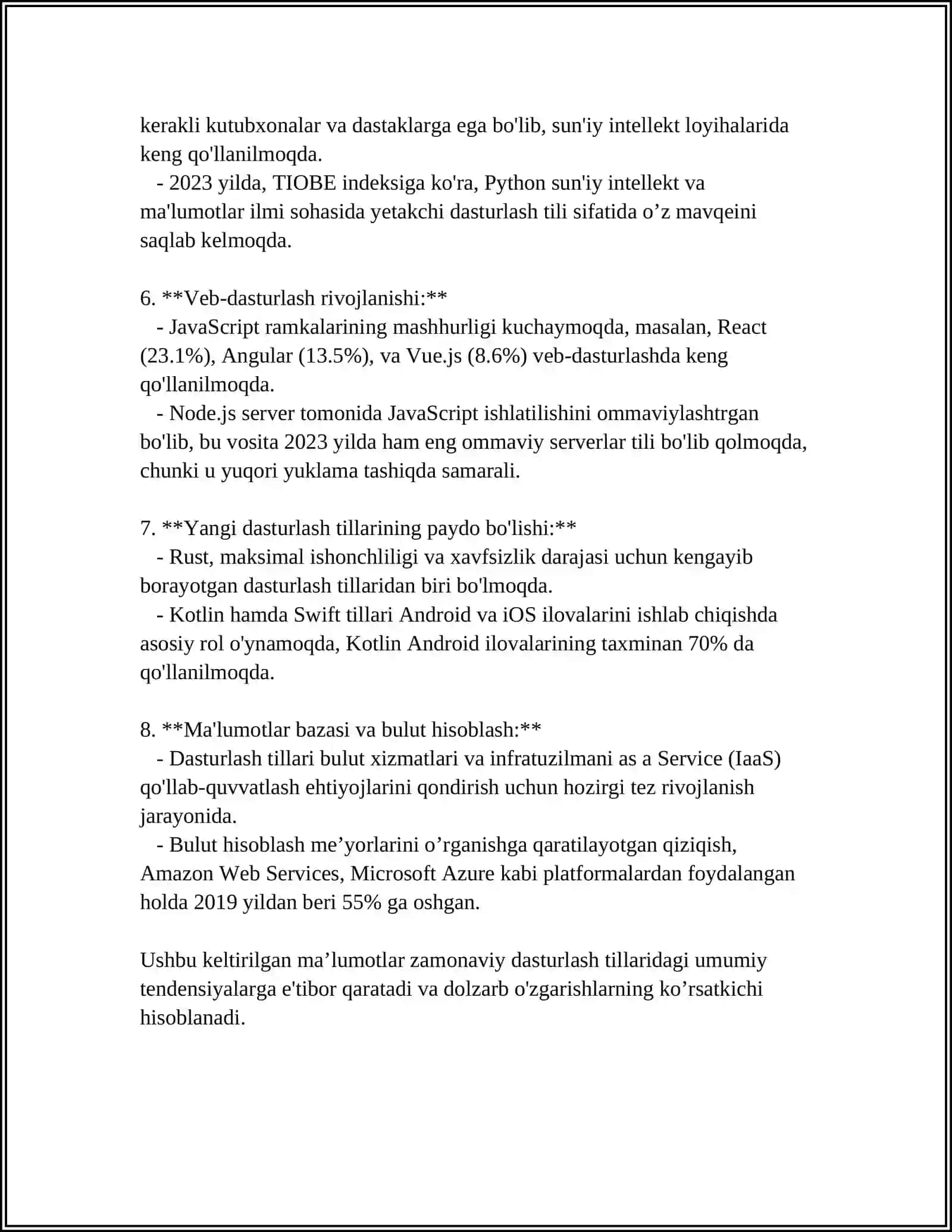 ZAMONAVIY DASTURLASH TILLARI TAHLILI 4