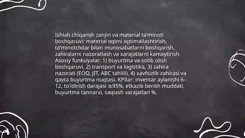 Ishlab chiqarishni tashkil etish va boshqarish 4
