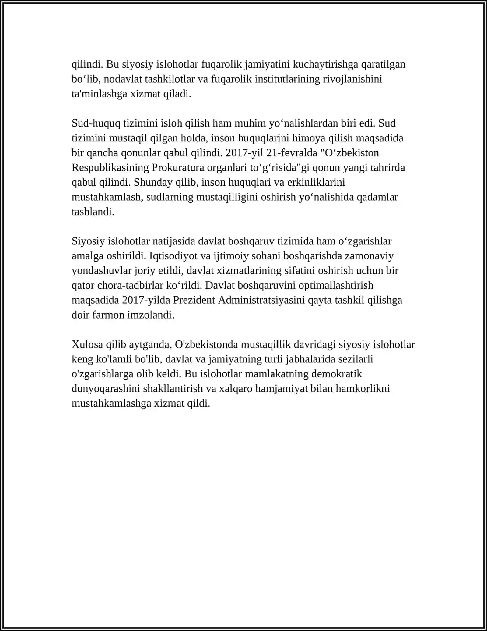 Oʻzbekistonda siyosiy islohotlarning boshlanishi 4