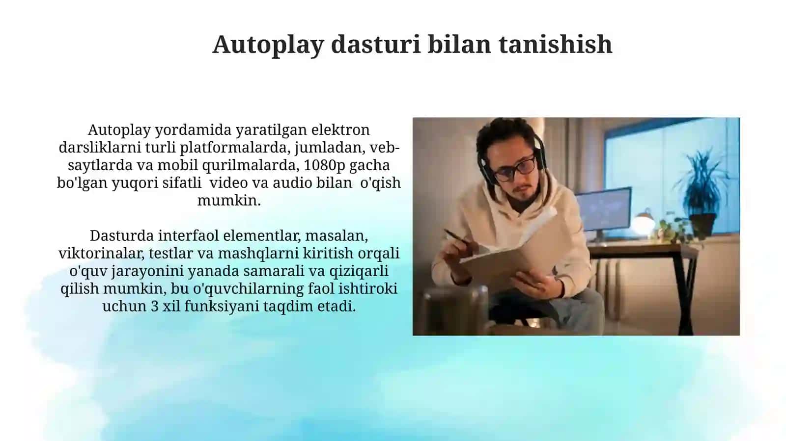 Electric textbook creation with autoplay 4