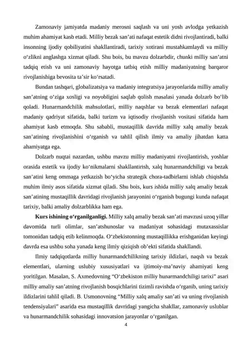 Mustaqilligi davrida milliy xalq amaliy bezak san’atining rivojlanishi 4