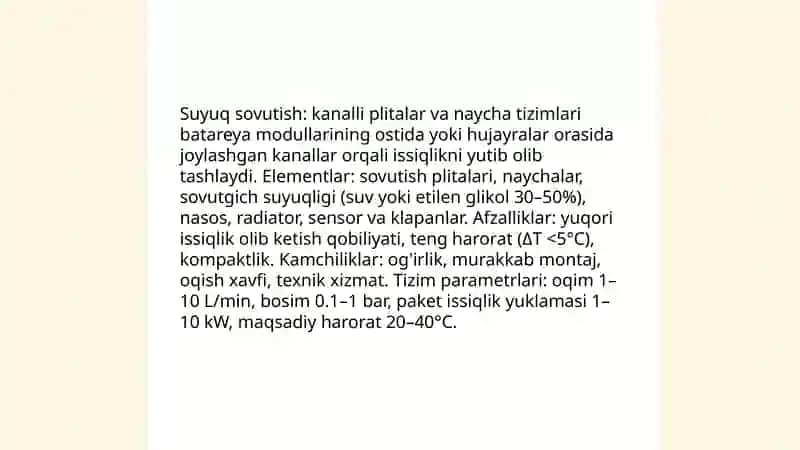 Elektromobil akkumulyator batareyasini sovutish usullari 4