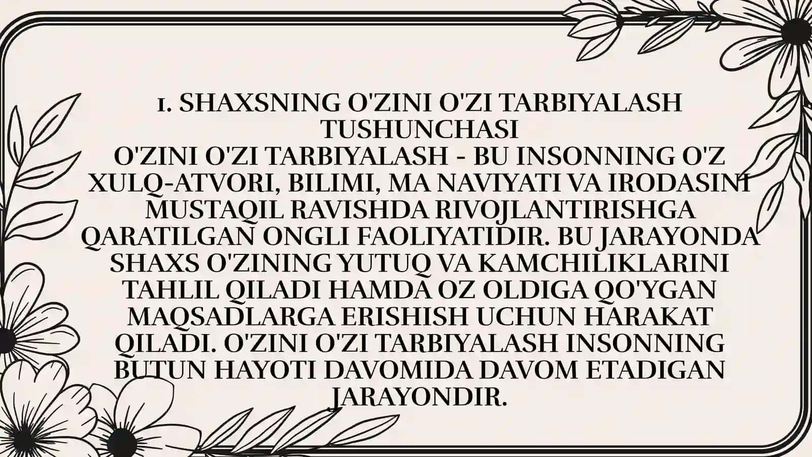 O'zini O'zi Tarbiyalashi 4