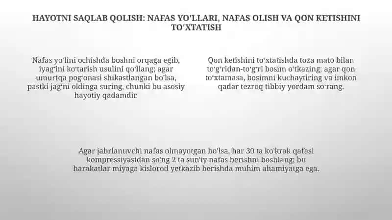Jarohatlanganda birinchi yordam korsatish 4