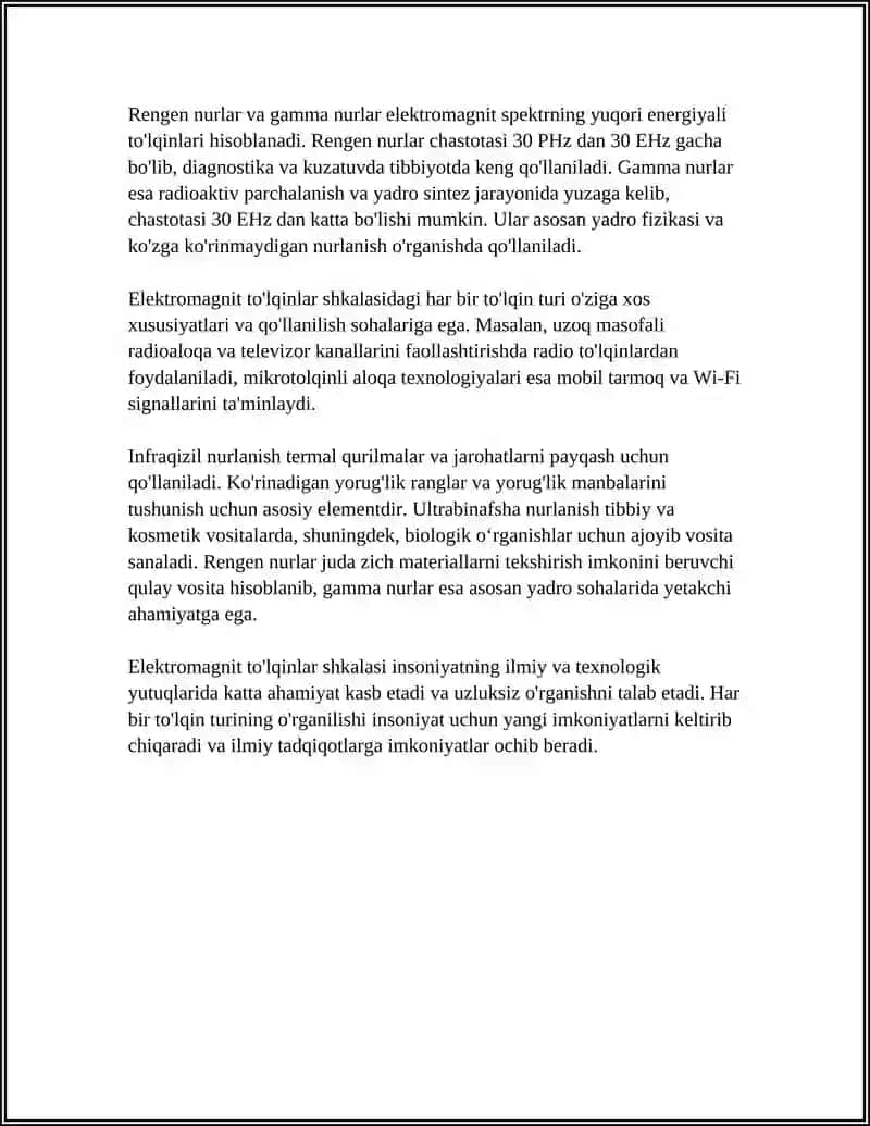 ELEKTROMAGNIT TO'LQINLAR SHKALASI 4