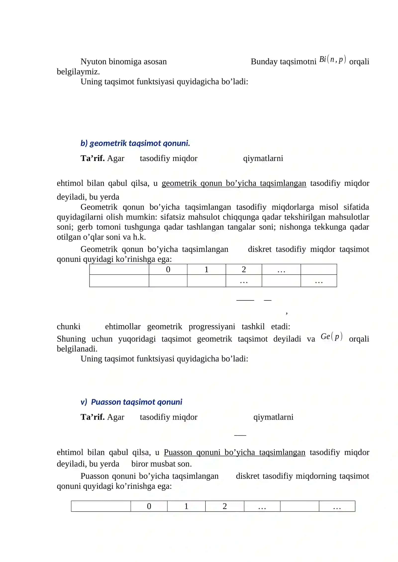 TASODIFIY MIQDORLAR VA ULARNING TAQSIMOT QONUNLAR 4