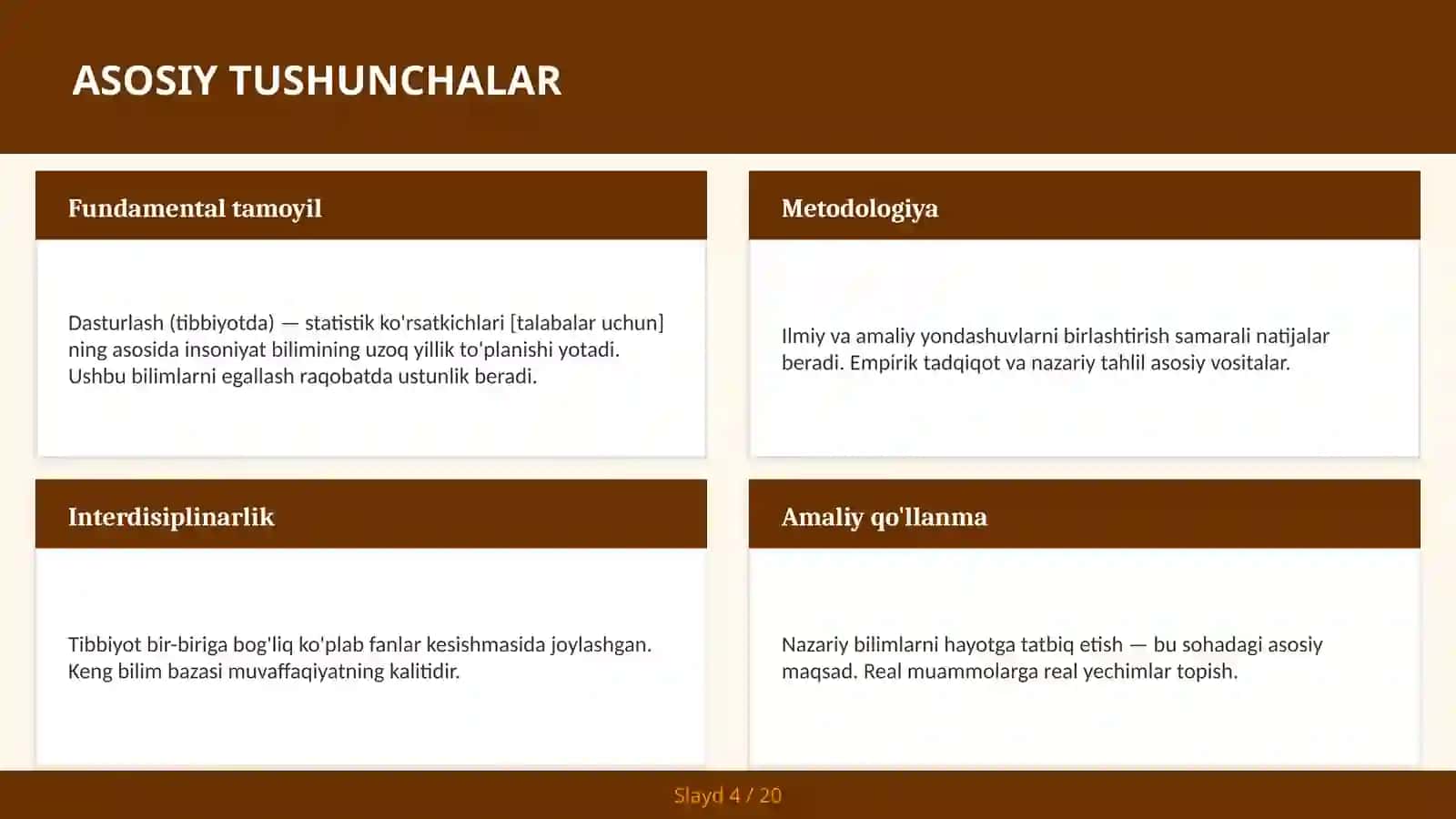 Dasturlash (tibbiyotda) — statistik ko'rsatkichlari [talabalar uchun] 4