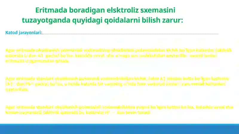 Elektroliz. Elektrolizning mohiyati 4