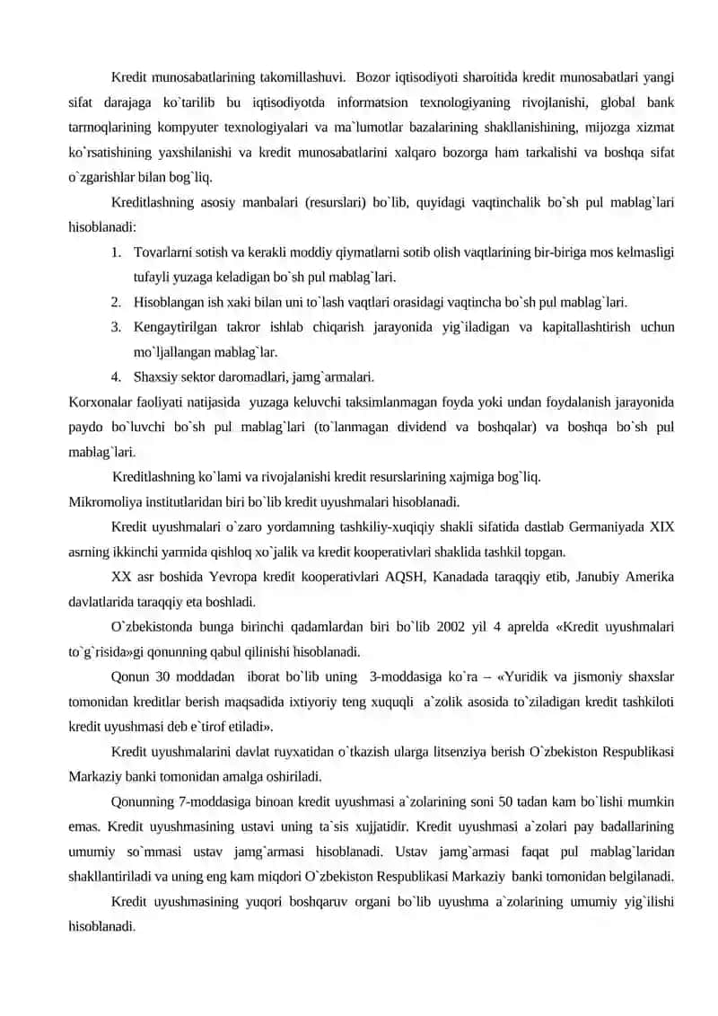 Kreditning funksiyalari va turlari 4