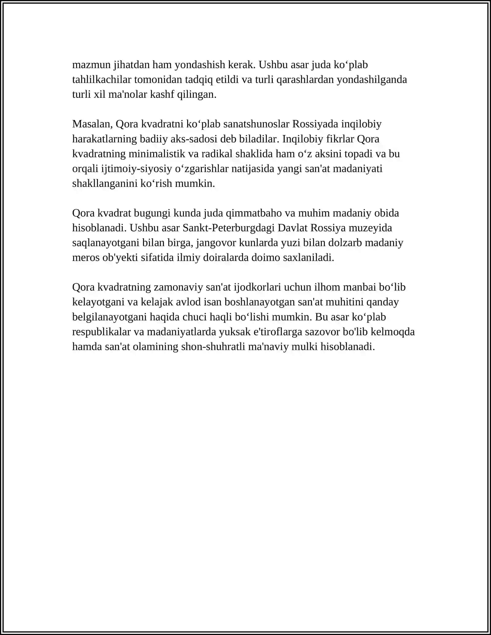 QORA KVADRAT PARTRET 4