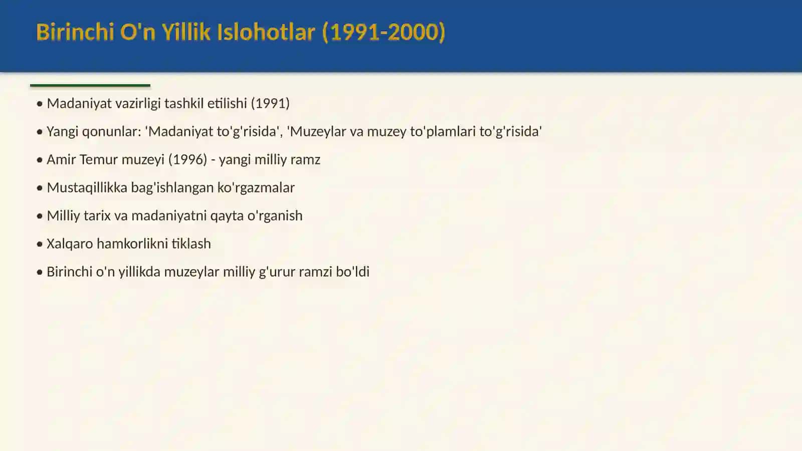 Mustaqil O'zbekistonda muzeyshunoslikning rivojlanishi 4