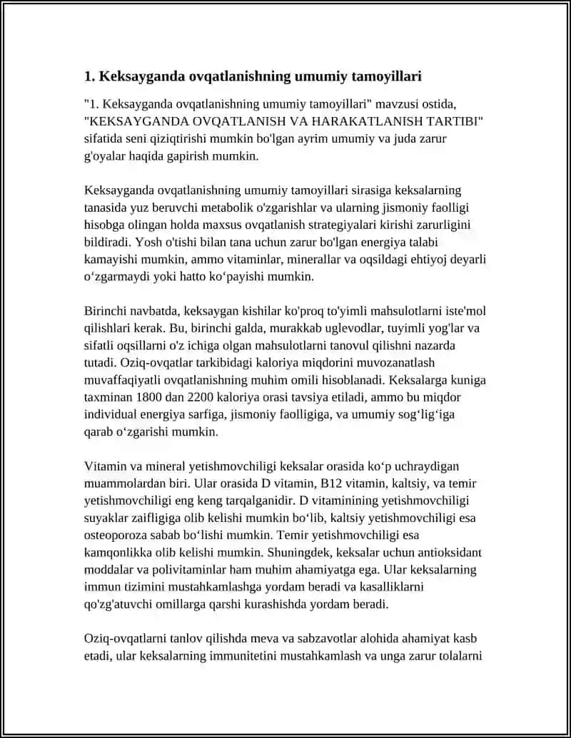KEKSAYGANDA OVQATLANISH VA HARAKATLANISH TARTIBI 4