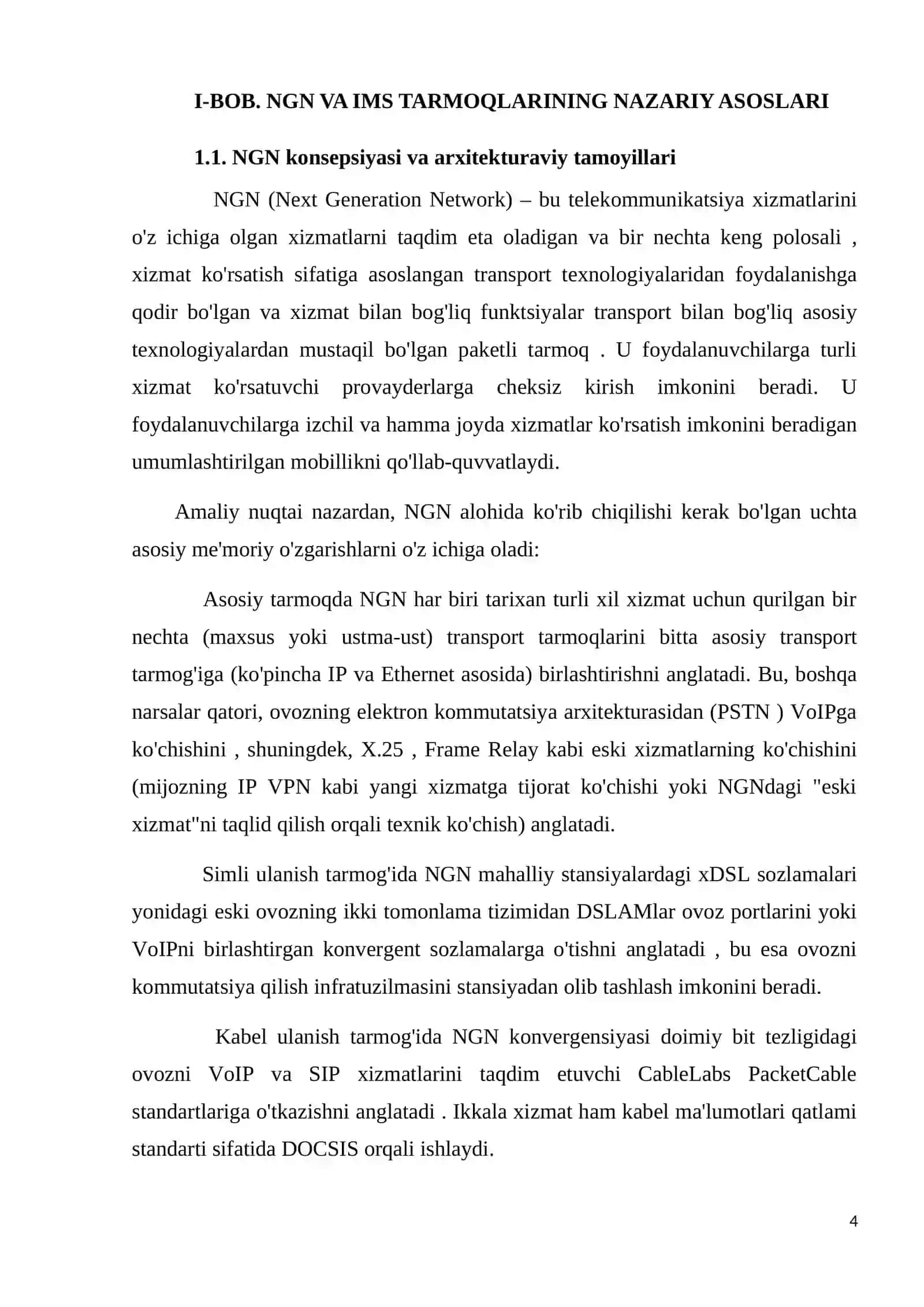 NGN/IMS da SDN. Operator tarmog‘i uchun misol 4