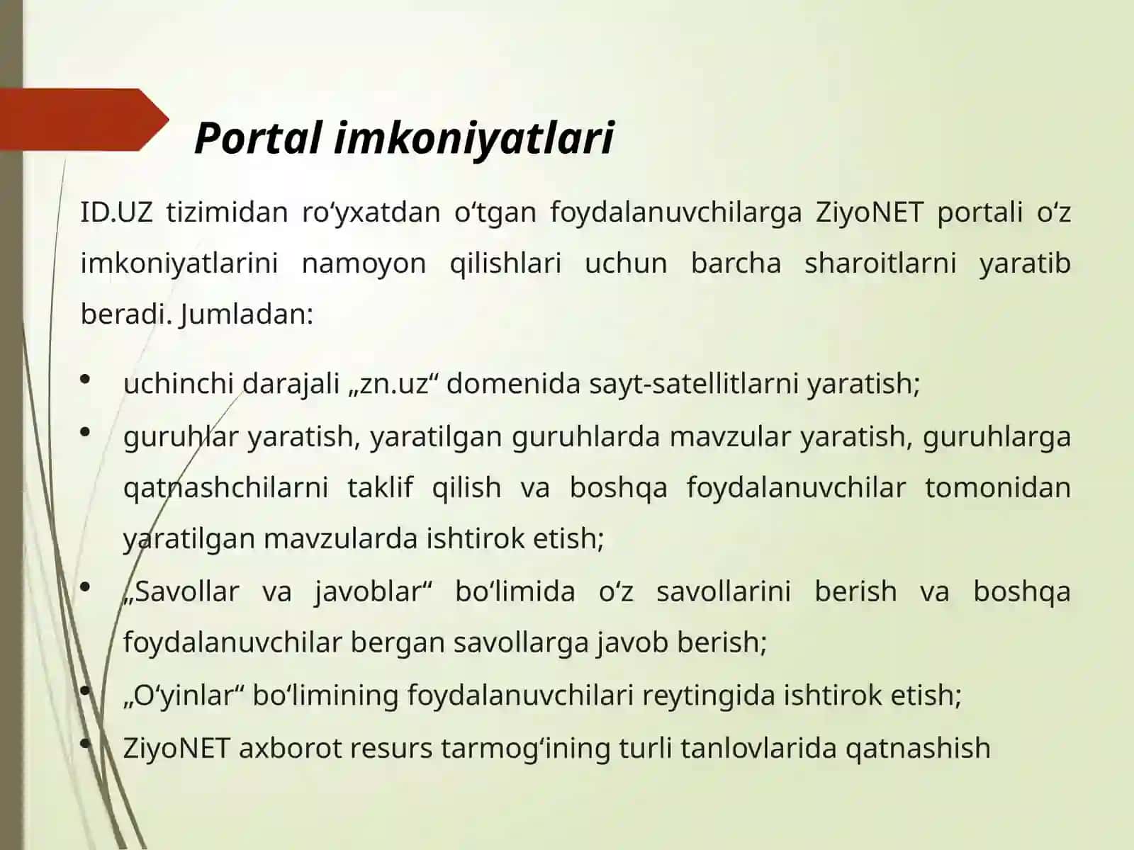 ZIYONET TARMOG`IDA MA`LUMOTLAR BILAN ISHLASH 4