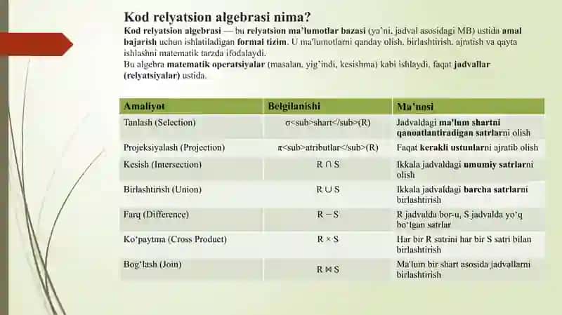 Ob’ektga yo’naltirilgan ma’lumotlar bazasi. 4