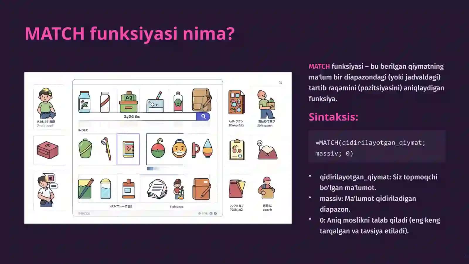 Excel: INDEX va MATCH Funksiyalari 4