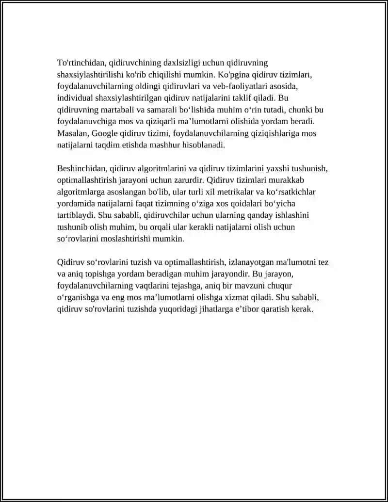 INTERNET TARMOGʻIDA QIDIRUVNI TASHKIL ETISH 4