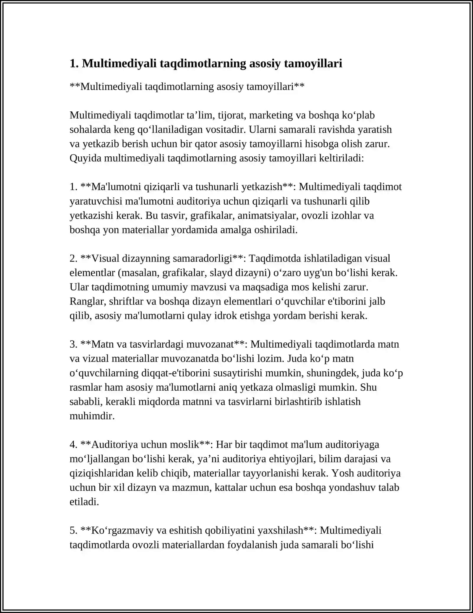 MULTIMEDIYALI TAQDIMOTLAR YARATISH TEXNOLOGIYASI 4