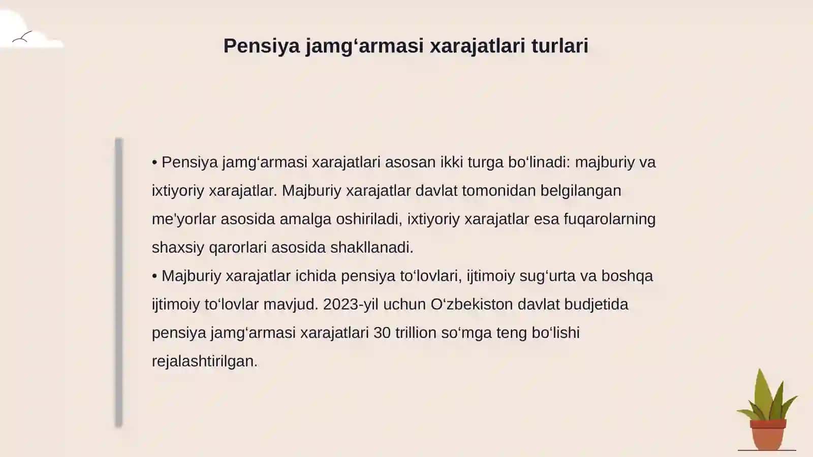 Pensiya jamg‘armasi xarajatlari tarkibi 4